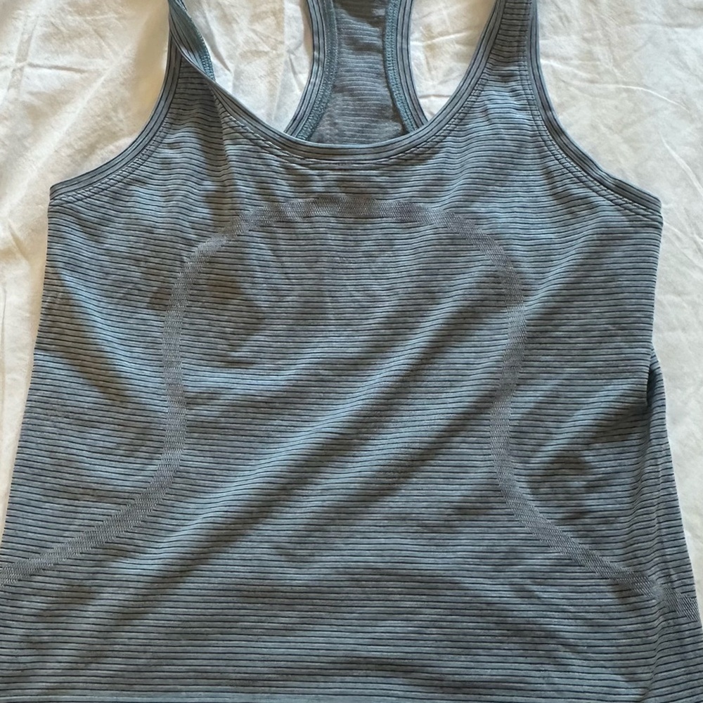 lululemon athletica Blue Striped Tank Top